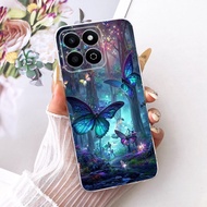 For Honor X7C / 200 Smart Phone Case flower Butterfly Pattern Soft Silicone Shockproof Housing TPU B