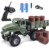 RC 6x6 Road Car 1/16 Scale Remote Control Truck 4WD All Terrain Rock Army Transport Vehicle Toy Ve