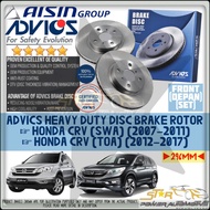 AISIN ADVICS Heavy Duty Honda CRV SWA (2007-2011) / TOA (2012-2017) Brake Disc Rotor Set ( FRONT )