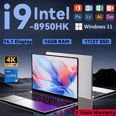 Portable 14.1 inch Notebook Windows 11 Pro Intel Core i9-8950HK 16GB RAM 1/2TB SSD HD Resolution Off
