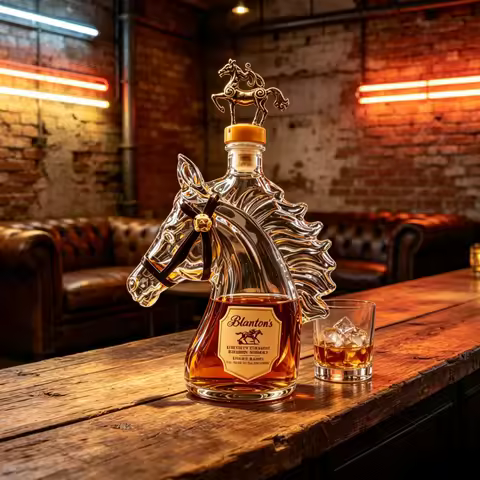 Blanton’s Horse Shaped Glass Whiskey Decanter Creative Bourbon Bottle Home Bar Decoration Collector 
