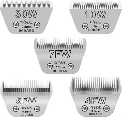 Size 30W/10W/7FW Detachable Dog,Cat,Sheep & Horse Grooming Wide Blades Set For Andis,Oster A5,Wahl K