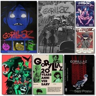 Nordic Pop Gorillaz Poster Self-adhesive Art Waterproof Paper Sticker Coffee House Bar Room Wall Dec