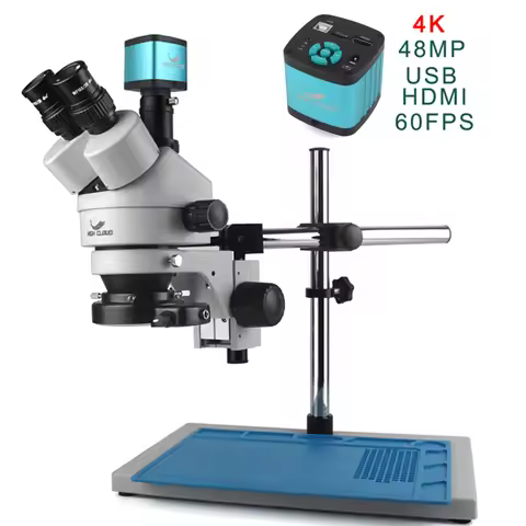 4K 48MP HDMI Camera Set 3.5X 90X Industrial Lab Simul Focal Stereo Microscope Trinocular Microscope 