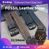 [22mm / 24mm] FOSSIL Crazy Horse Leather Watch Strap – Thick & Durable Quick Release Strap For Men F