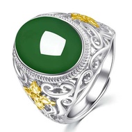 cincin batu lelaki ring for men cincin silver 925 original lelaki Retro Hollow Cross Shape Hetian Ja