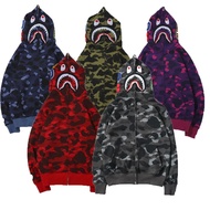 Bape เสื้อกันหนาวมีฮู้ดลายพรางปลาฉลาม,เสื้อคู่รักโพลีเอสเตอร์สำหรับนักเรียนวัยรุ่นเสื้อผ้าแนวสตรีทสำ