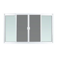 หน้าต่างอะลูมิเนียมบานเลื่อน FRAMEX รุ่น 4 บาน + มุ้ง F