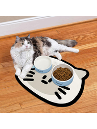 寵物餵食墊,防水防滑矽膠貓食物墊,易於清潔防滑寵物餐墊保護地板免受濺污,19 X 15 英寸,灰色