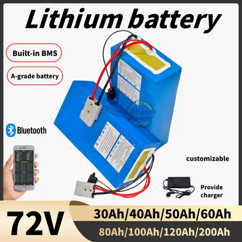72V High Capacity Lithium Ion Battery 30Ah-200Ah for 1500W-10KW Electric Tricycle Motorbike - 48V 60