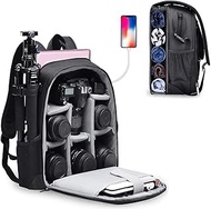 CADeN Camera Backpack Bag for DSLR/SLR Mirrorless Camera Waterproof with 14 inch Laptop Compartment, USB Charging Port, Tripod Holder, Rain Cover, Camera Case Compatible for Sony Canon Nikon Black