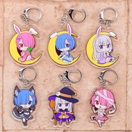 RE:Zero Ram Rem Emilia Chibi ver jade rabbit ver cosplay keychain? Backpack bag decoration accessory