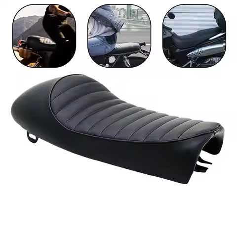 Motorcycle Black Hump Brat Seat Cafe Racer Vintage Cushion Saddle Replacement for Honda CB CB200 CB3