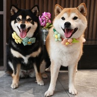 Huahua World/Pet Dog Cat Corgi Teddy Shiba Inu Bow Tie Small Fresh Plaid Collar Bib Jewelry Pet Scar