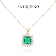 ANTOJUNNO green necklace zircon 14k gold