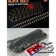100% (RK) COLOUR CHAIN (ORING) 415 - 132L RANTAI MOTORSIKAL WARNA EMAS HITAM BLACK + GOLD EX5 LC135 