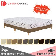 [FurnitureMartSG] Haggas Leather / Fabric Divan Bed Frame With 15cm High Fibre Legs In 10 Colours - All Sizes Available