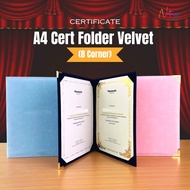 A4 Velvet Certificate Holder 8 corner 2 Side Certificate Folder Penyimpanan Sijil Premium Luxury Cor