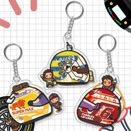 GANTUNGAN F1 Formula One Cartoon V2 Helmet Keychain CuteKeychain