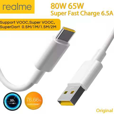 Original Realme Type C Usb Cable 65w 80W Super Fast Charge Kabel Super Dart Vooc Real Me 12 11 7 Pro