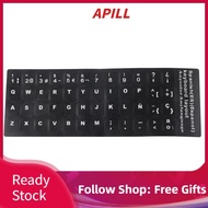 Apill Keyboard Sticker  Black Background Universal Language Decal Spanish for PC Desktop 10in To 17in Laptop