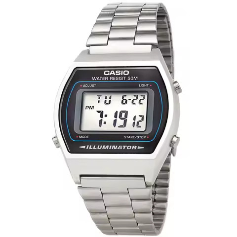 Casio B640WD-1AVEF Digital Watch for Unisex, Retro Style, Waterproof 5 ATM, Stainless Steel Band, Fe