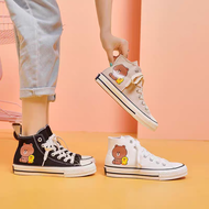 sepatu skate bot tinggi anak remaja perempuan cewek sekolah smp sma sd warna hitam putih motif karak