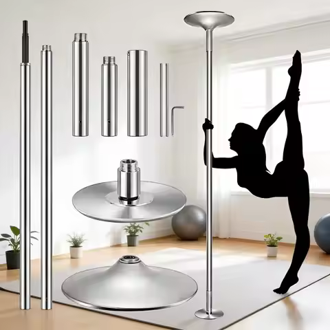 7.33 ft to 9 ft Pro Spinning Dance Poles with Stage Base, Multi Color Professional Pole Dancing Gymn