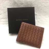 BV intrecciato啡色編織雙折銀包 XB984