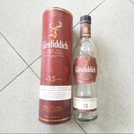 MERAH Red Empty Used Glass Bottle Glenfiddich 15 since 1887 700 ml