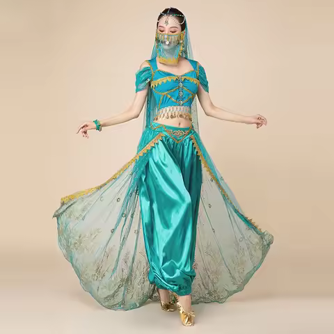 Festival Arabian Princess Costumes Indian Dance Embroider Bollywood Jasmine Costume Party Cosplay Ja