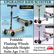Upgraded 3 Wheels Kids Scooter 5cm Thick Wheel! Foldable Adjustable Height LightUp Wheel Suits 3-12