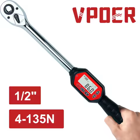 1/2-inch 4-135 Nm Drive Digital Torque Wrench, 2.9-99.6 Ft-lbs (35-1194 Inch Pound) with Buzzer & LE