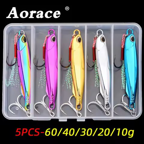 5PCS Metal Cast Jig Spoon 10/15/20/30/40/60g Shore Casting Jigging Fish Sea Bass Fishing Lure Artifi