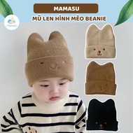 Cat Beanie Hat for Babies 3 Months to 2 Years Old, Winter Beanie Hat for Baby Cat Embroidered Beanie