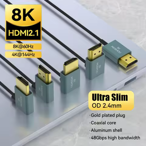 MOSHOU Ultra Thin 8K HDMI 2.1 90 Degree Down Angle Cable Flexible Slim High Speed Cord Support 4K@12