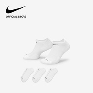 Nike Everyday Plus Cushion No-Shows (3Pairs) Socks - White ไนกี้  ถุงเท้าเทรนนิ่งแบบซ่อน (3 คู่) - ข