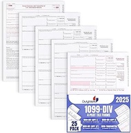 2023 Complete Laser 1099-DIV Income Tax Form Set and 1096 - Kit for 25 Vendors ~4-Part~ All 1099-DIV