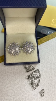 5 carat Double Flower Earrings with Moissanite Diamond in 18K Whitegold coated setting