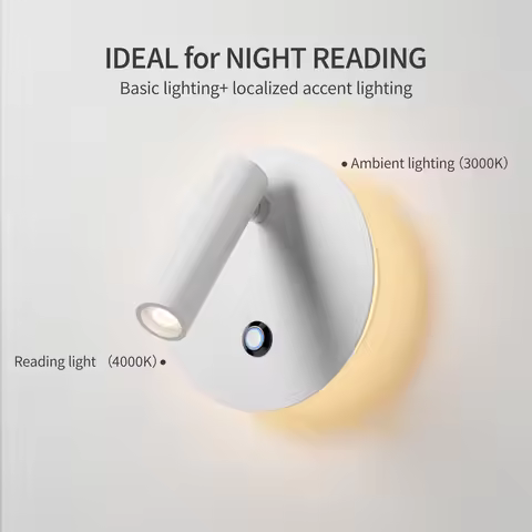 Aisilan Aluminum bedside LED Wall Sconce touch switch reading spotlight dimmable Indoor Bedroom Livi