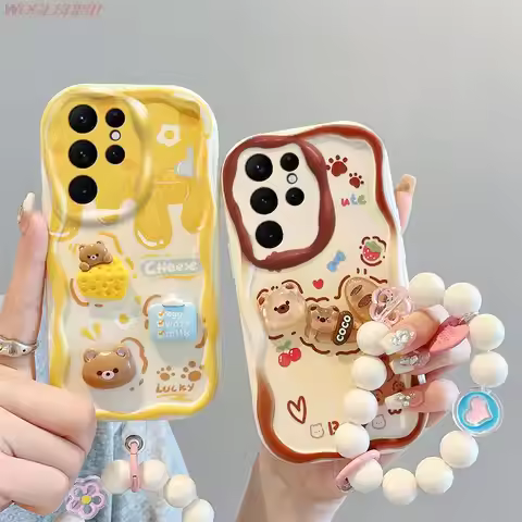 Cream Cake Holder Case for Samsung Galaxy S23 S22 S21 S20 FE Plus Ultra M10 M01 M02 M11 M12 M22 M32 