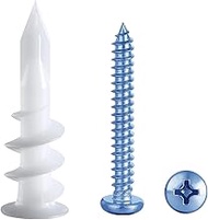 FASTENPOWER 20 PCS #8 Drywall Anchors Self Drilling Drywall Plastic Anchors with #8 x 1-1/4'' Pan He