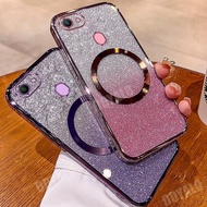 Clear Case With Magnetic Suction for OPPO F5 F7 F9 / F9 Pro F11/ F11 Pro Casing Gradient Bling Glitter Plating Soft Silicone Back Cover