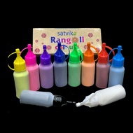 Satvik squeeze Rangoli Powder 10 Bottles of multi Colours (10 Colors) 100g each for festival decoration diwali deepavali