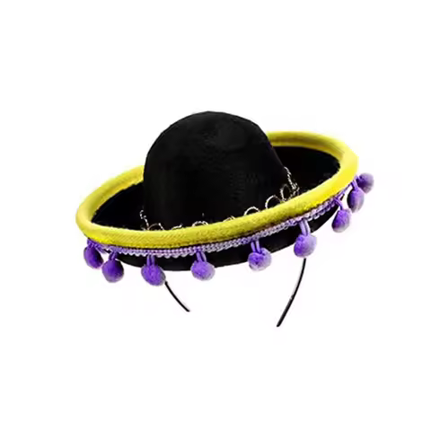 Cute DIY Mexican Mini Hat Straw with Hoop Sombrero Hat Funny Hats Carnival
