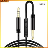 Litake Brightly 3.5mm To 3.5mm Male Audio Cable With Volume Control Mic For Phone PC Speaker Car Replacement Aux Cable