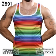 เสื้อกล้าม Andrew Christian Horizon Pride Stripe Mesh Tank - Rainbow by TonyJocks สีรุ้ง หลากสี ตาข่าย เสื้อกล้ามผู้ชาย เสื้อแขนกุด เสื้อปาร์ตี้ เสื้อออกกำลังกาย เสื้อกล้ามยิม เสื้อฟิตเนส Singlet Tanktop Muscle shirt 2891