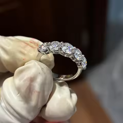 18k White Gold Rings Platinum PT950 Moissanite VVS1 D Color 2.2CT Full Circle Quality Wedding Ring f