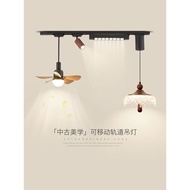 Medieval Style Restaurant Ceiling Fan Light Fan Light Retro Unique Water Drop Adjustable Lift Bar Di