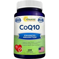 aSquared Nutrition CoQ10 (400mg Kekuatan Maksimum 200 Kapsul) Serbuk Cnzyme Q10 Penyerapan Pil Ubiqu